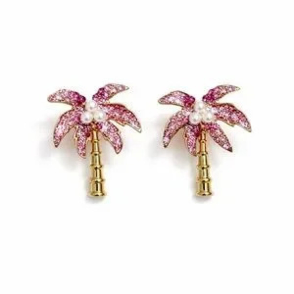 Pink Palm Tree Earrings